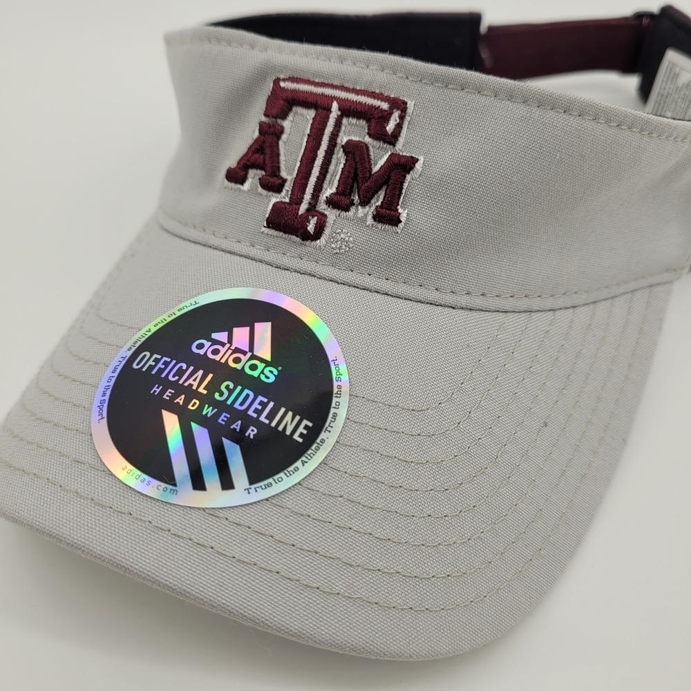 Adidas Texas A&M Aggies Visor Grey Maroon Official Sideline Sporty Adjustable